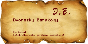 Dvorszky Barakony névjegykártya